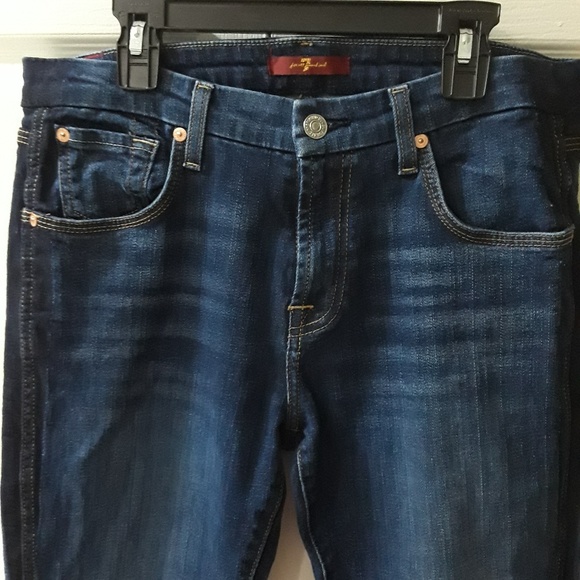 7 For All Mankind Wide Cuff Raw Hem Jeans, Sz 28 - Picture 2 of 5